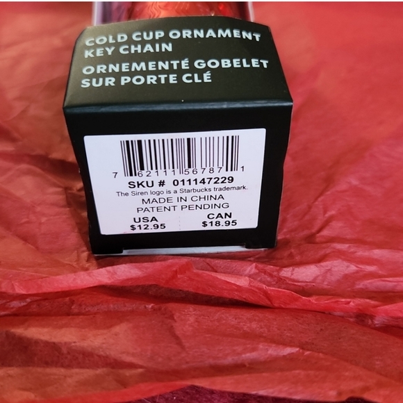 5/$25 NIB Starbucks Cold Cup Red Diamond prism Christmas ornament keychain - Picture 3 of 5